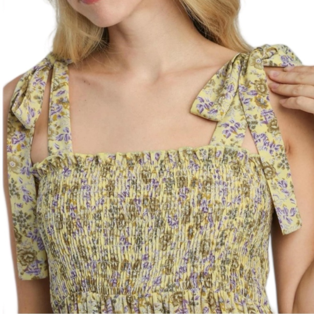 ‘Alivia’ Floral Print A-Line Smocked Ruffle Tiered Dress - Picture 3 of 8